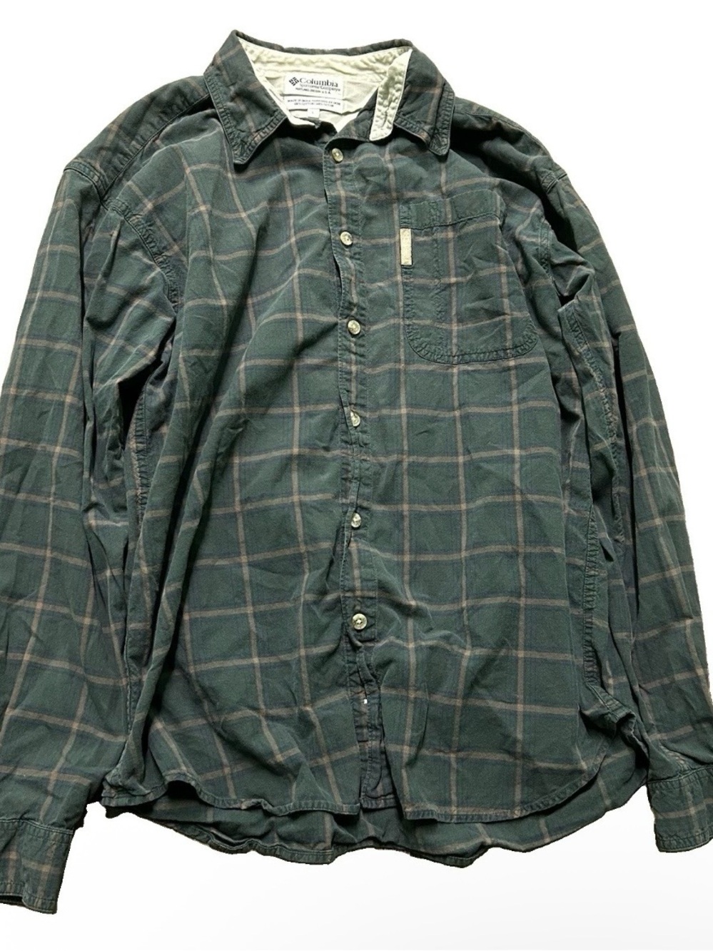 Men’s Columbia Plaid Button Up Flannel Shirt Size Large